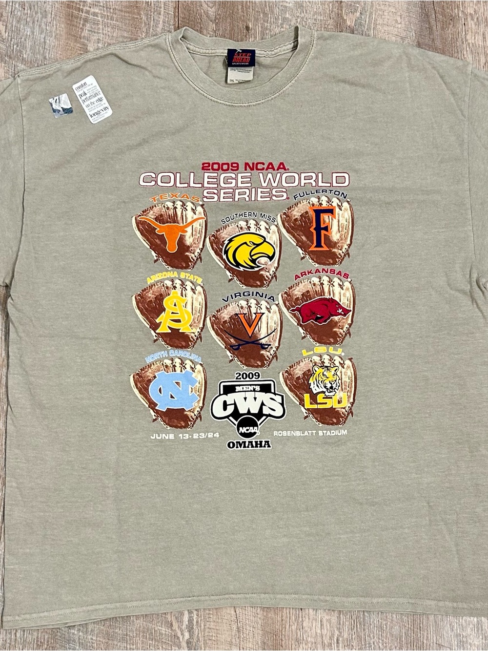 Step Ahead 2009 NCAA College World Series Cream T-Shirt Size 2XL